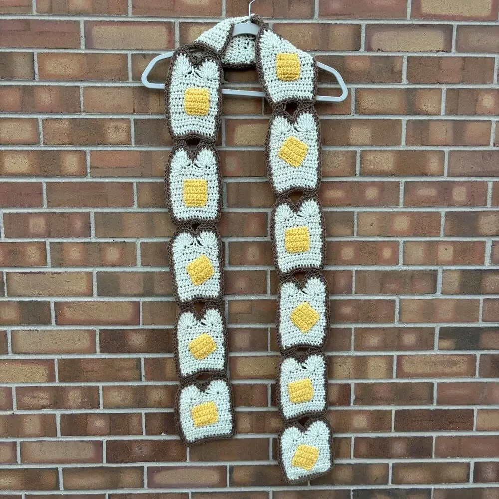 Crochet Butter Toast Scarf Quirky Fun Food Breakfast Lovers